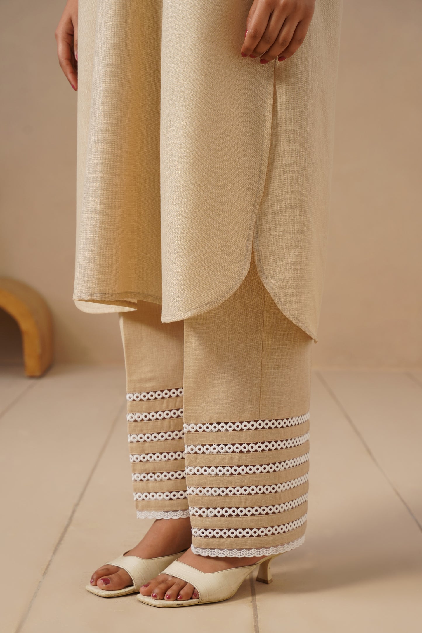 Linen Co-ord Set with Lases and Pants