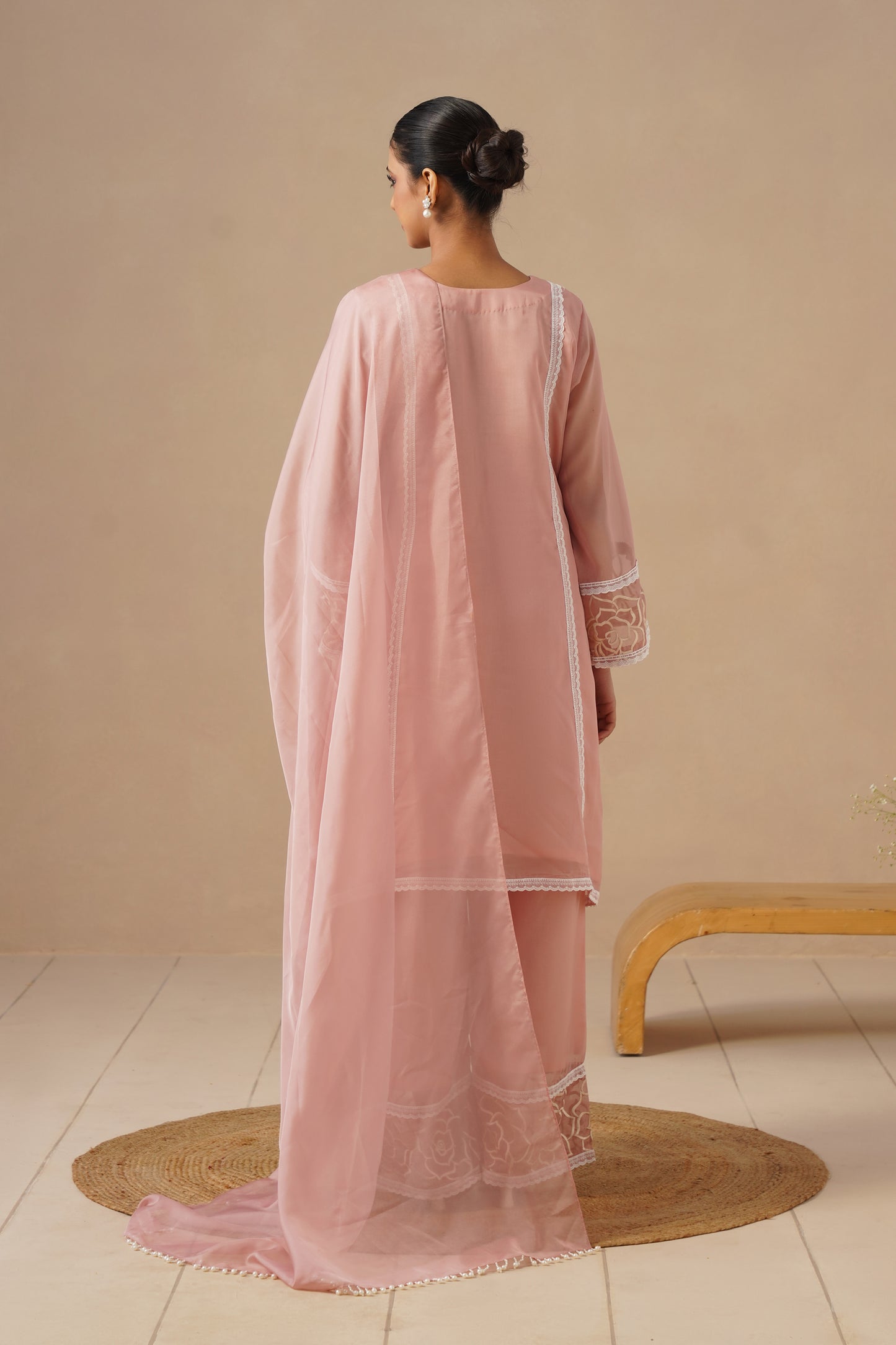 Organza Silk Fabric Embroidered