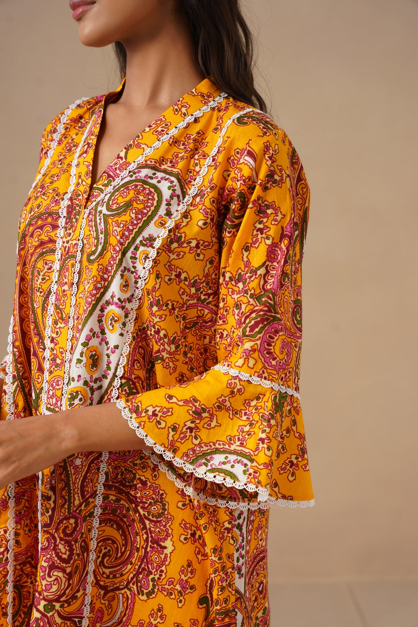 Cotton Fabric with Lases and  Pants