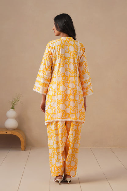 Cotton Fabric with Lases and Farshi Salwar