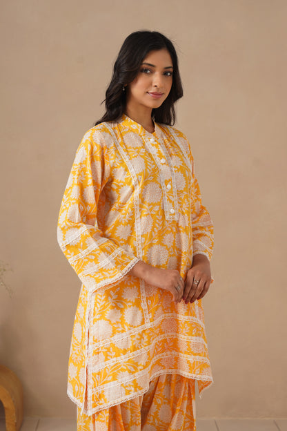 Cotton Fabric with Lases and Farshi Salwar