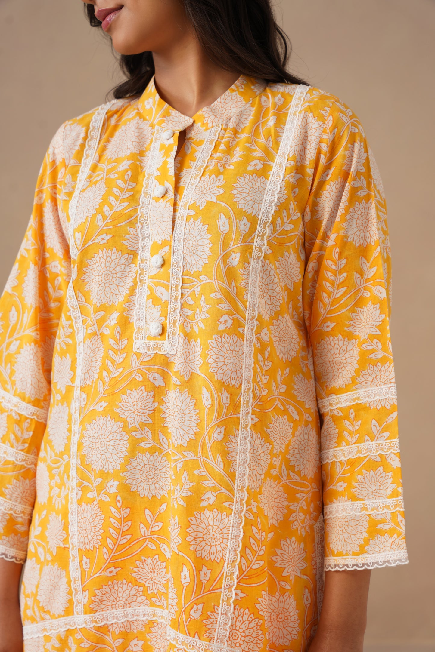 Cotton Fabric with Lases and Farshi Salwar