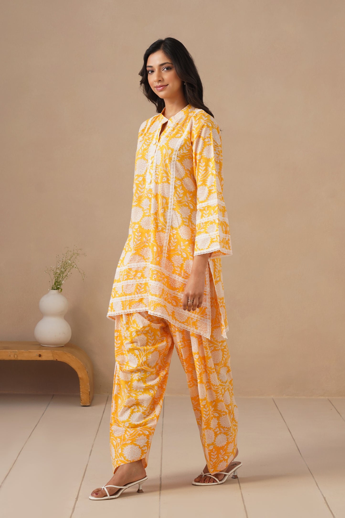 Cotton Fabric with Lases and Farshi Salwar