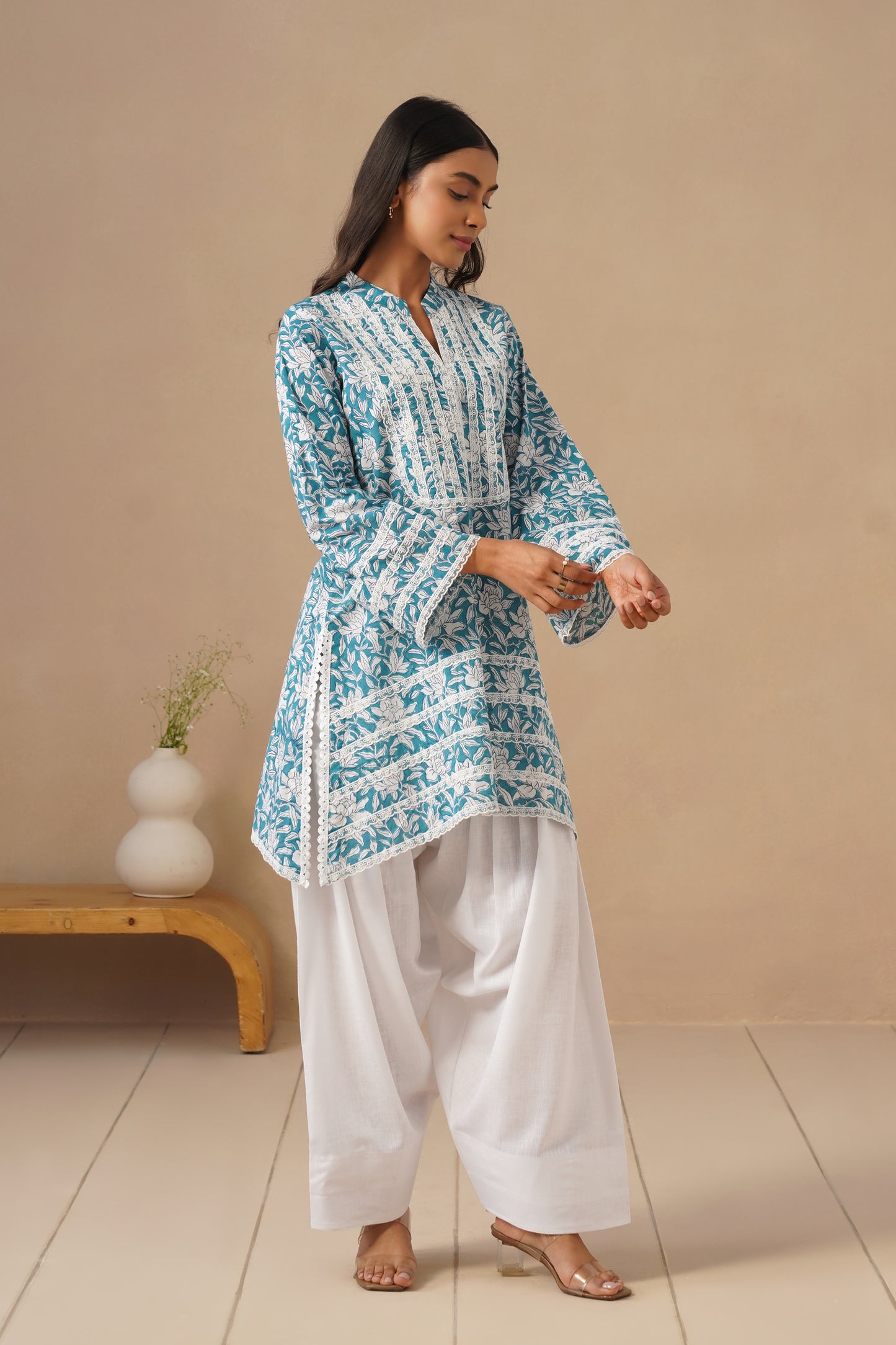 Cotton Co-ord Set with Lases and Farshi Salwar