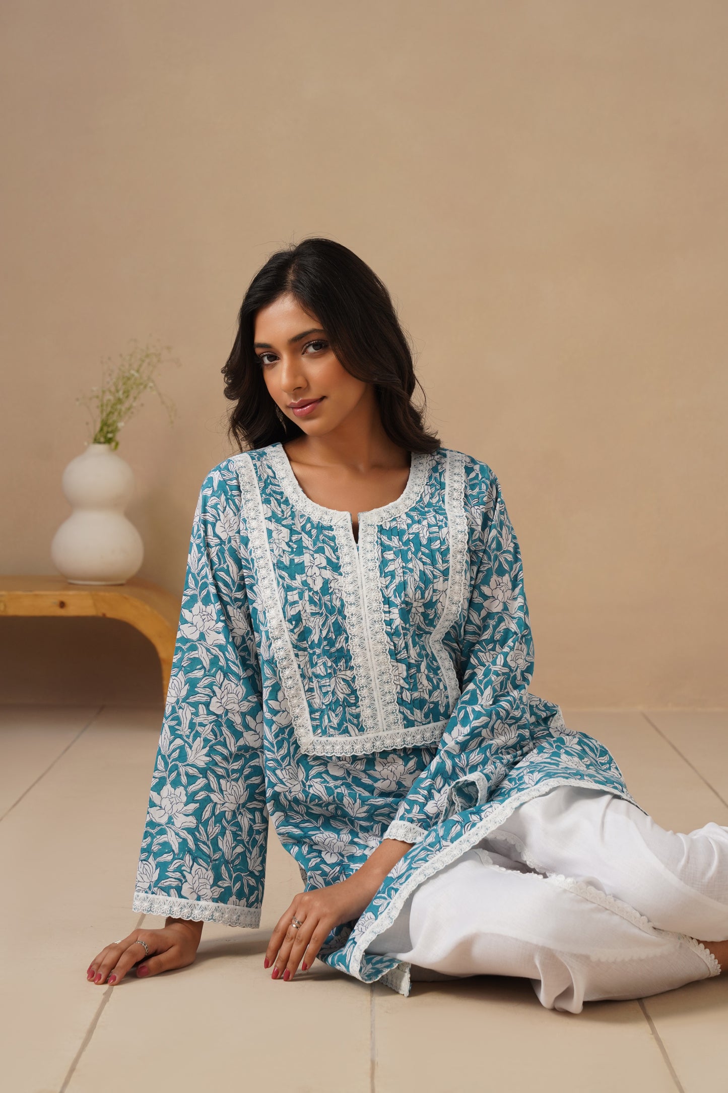 Cotton Co-ord Set with Lases and Farshi Salwar