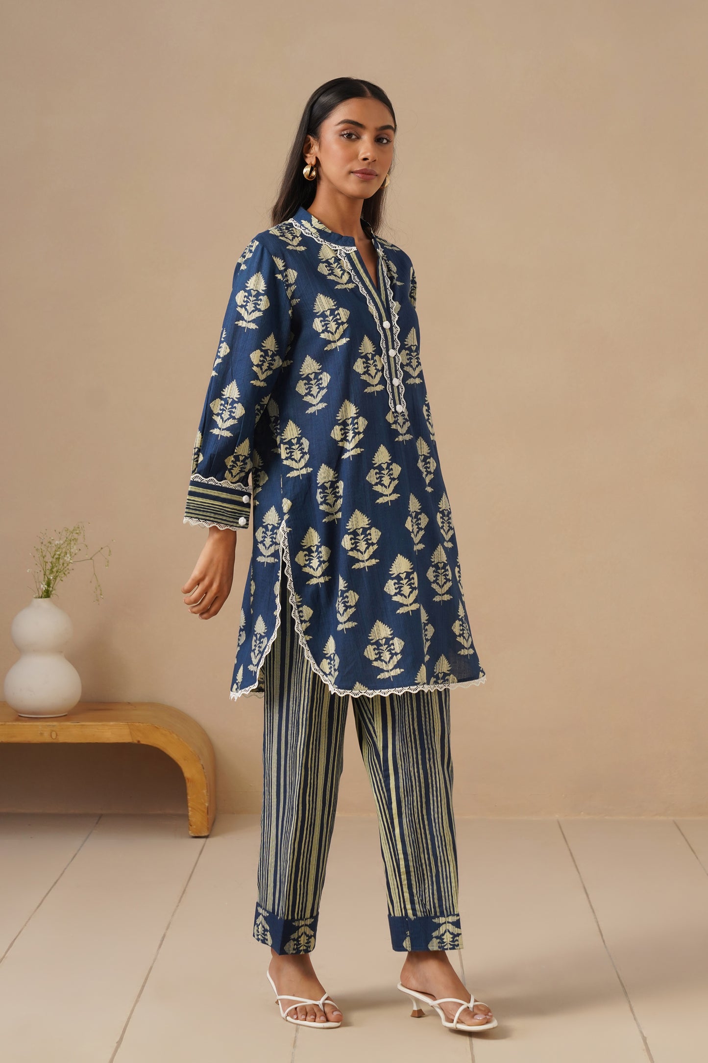 Cotton Fabric with Lases and  Pants