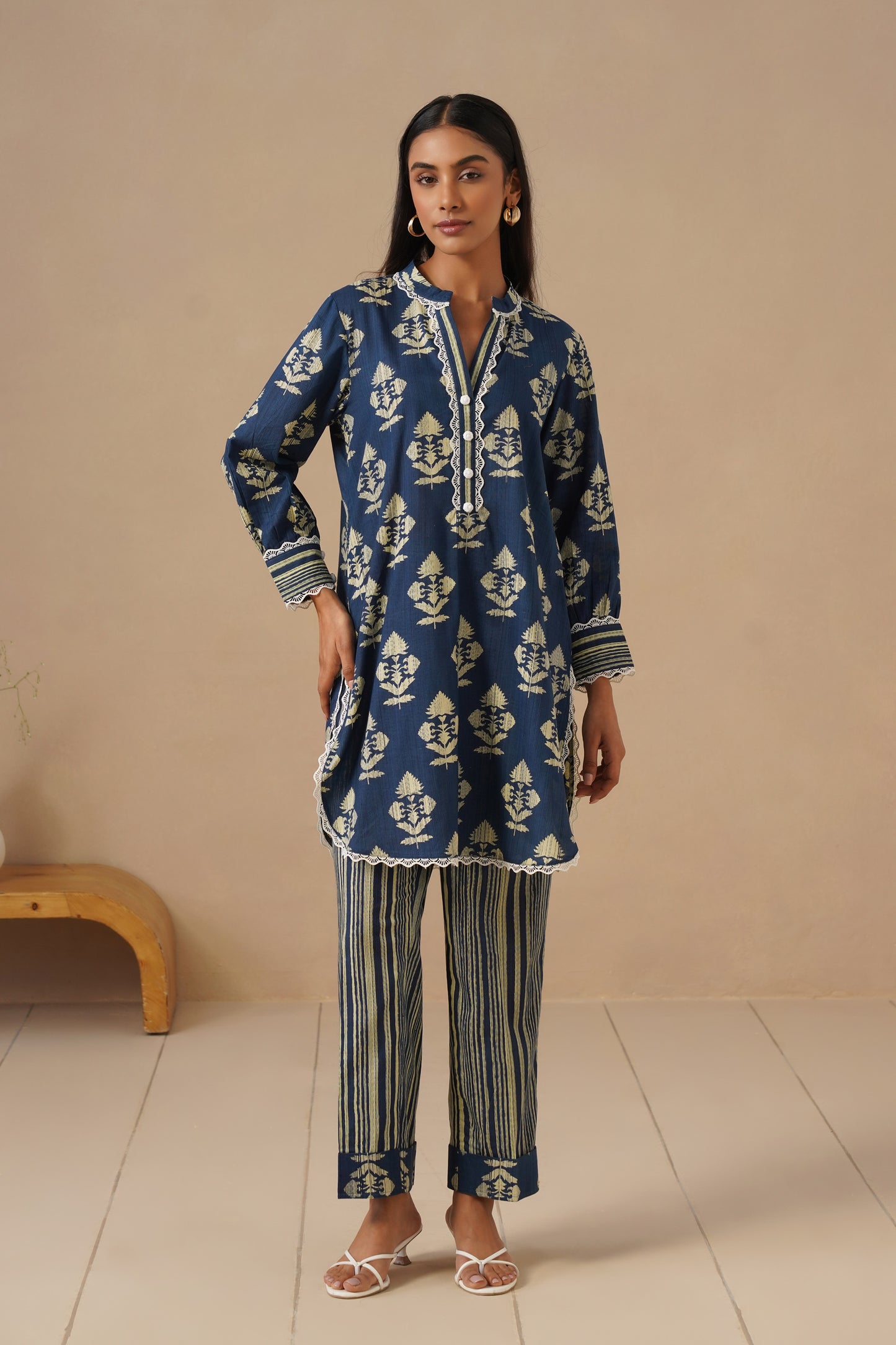 Cotton Fabric with Lases and  Pants