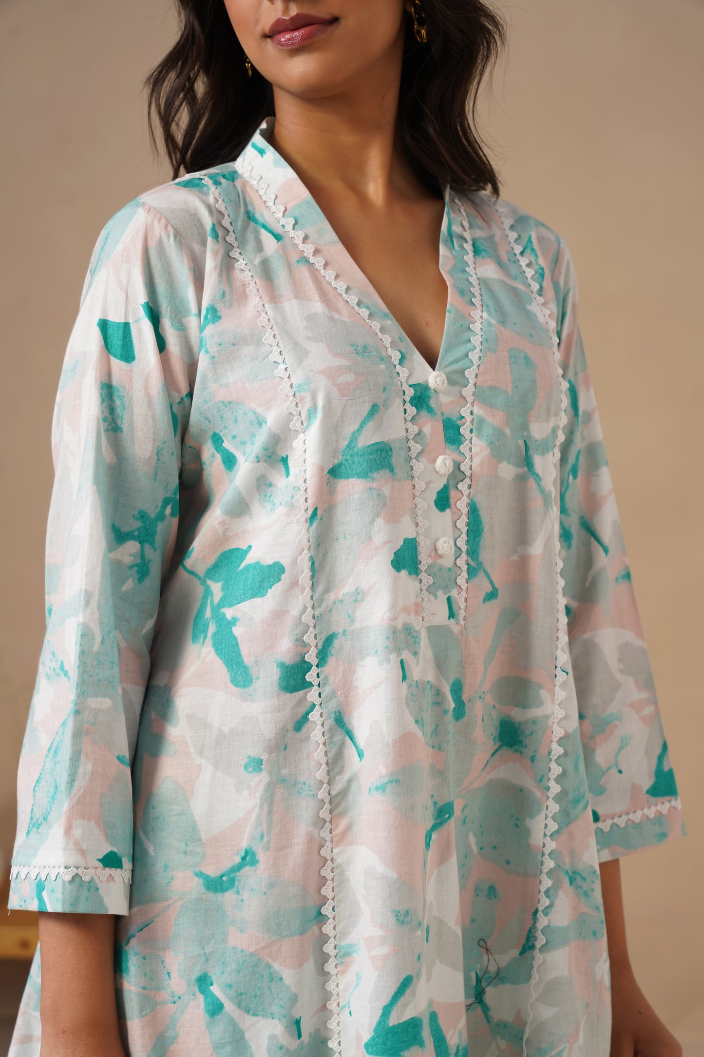 Cotton Fabric with Lases and  Pants