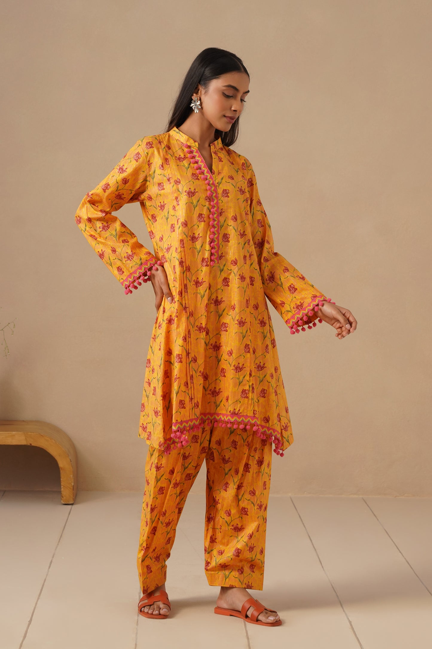 Cotton Fabric with Lases and  Pants