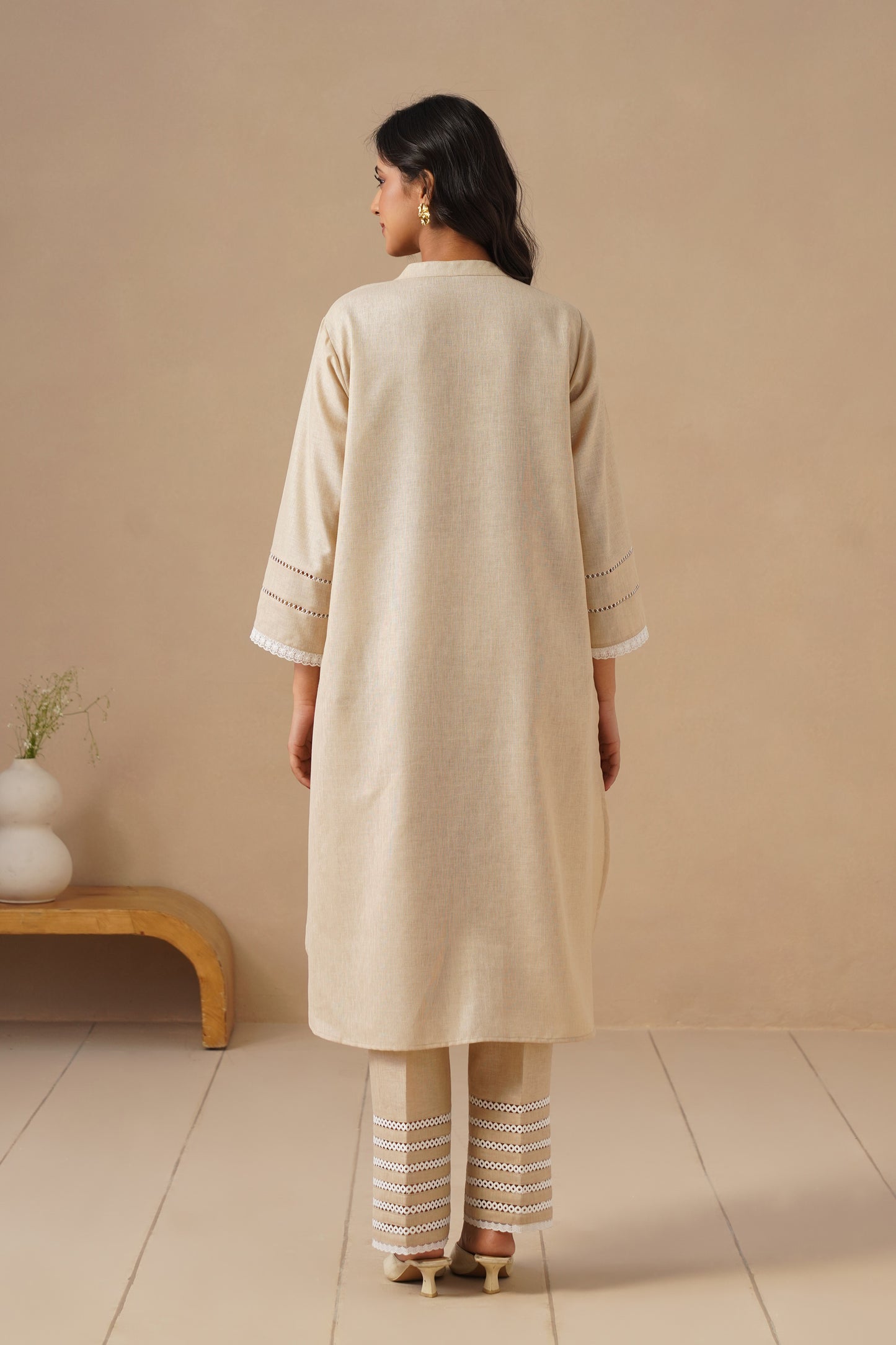 Linen Co-ord Set with Lases and Pants