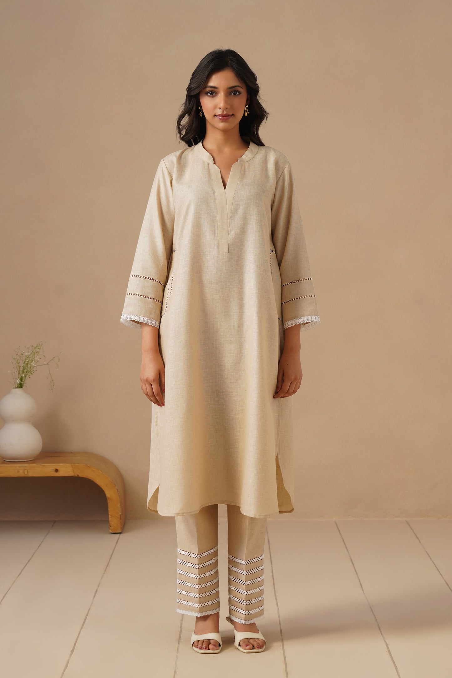 Linen Co-ord Set with Lases and Pants