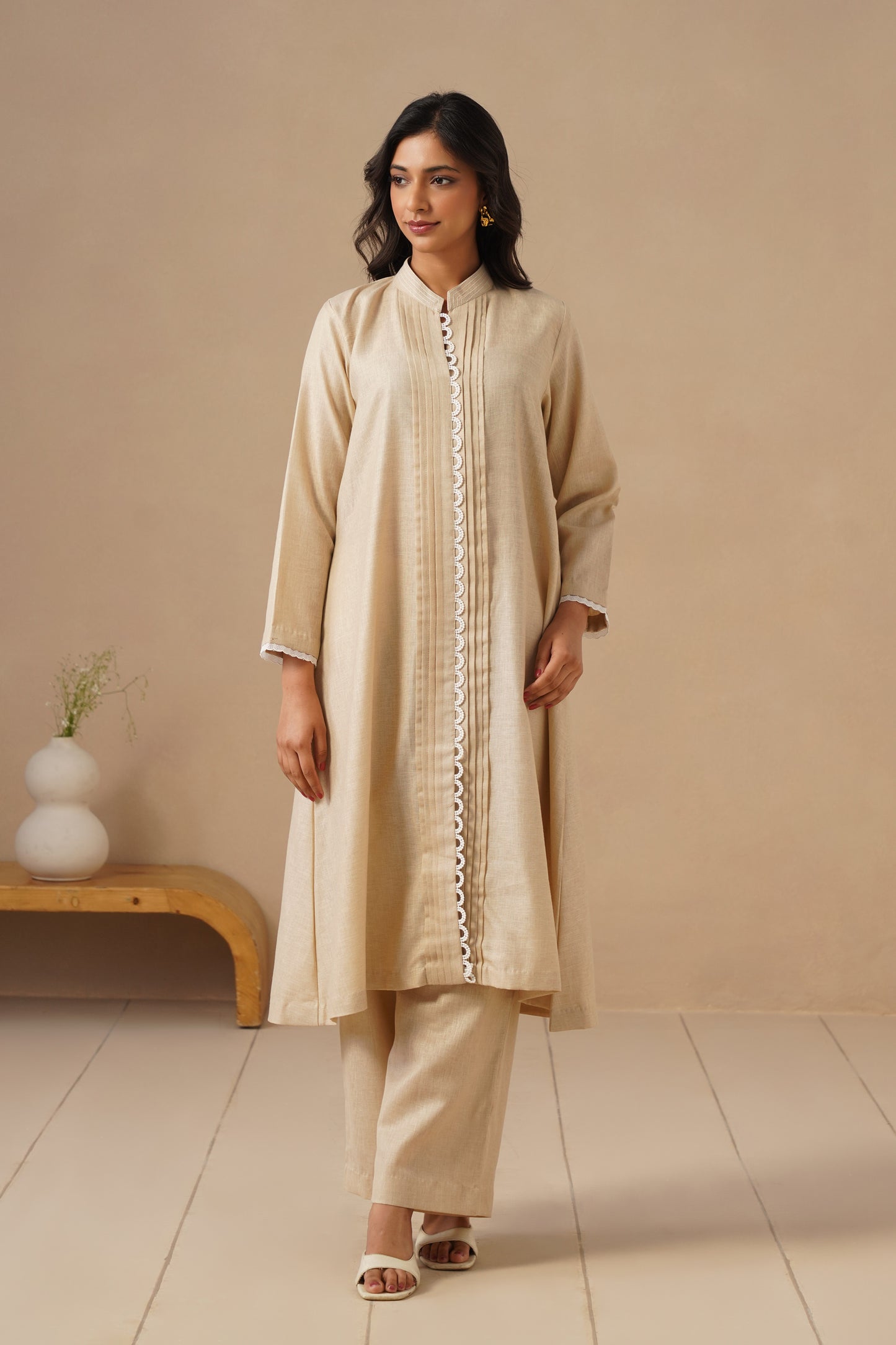 Linen Co-ord Set with Lases and Pants