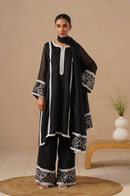 Organza Silk Fabric Embroidered
