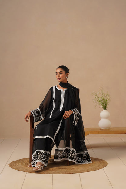 Organza Silk Fabric Embroidered