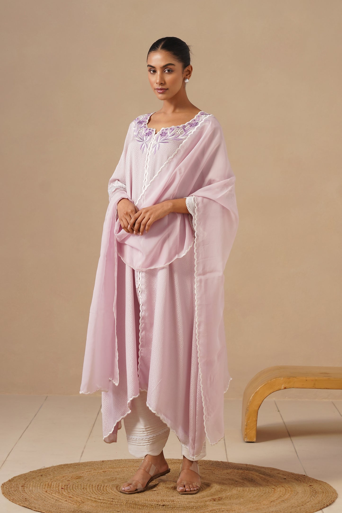 Organza Silk Fabric Embroidered