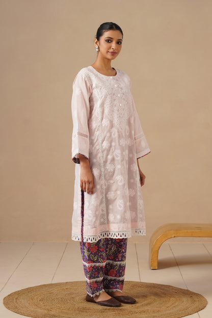 Lucknawi Suit with Printed Salwar