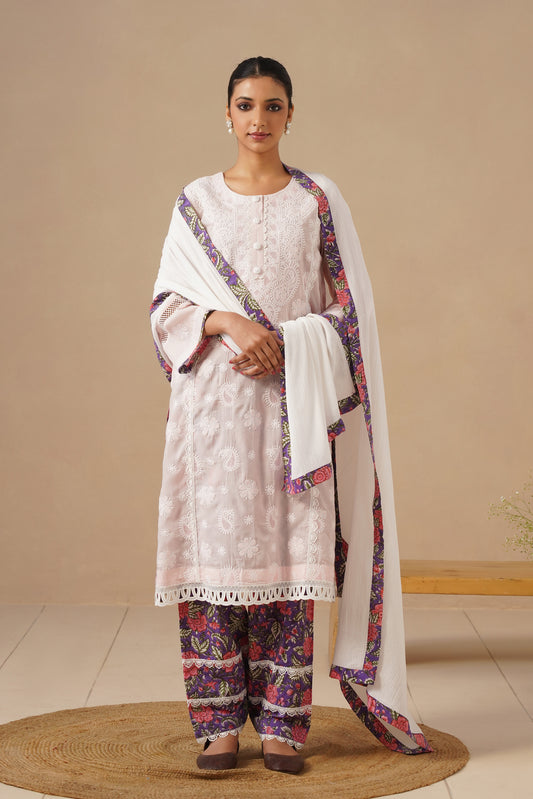 Lucknawi Suit with Printed Salwar