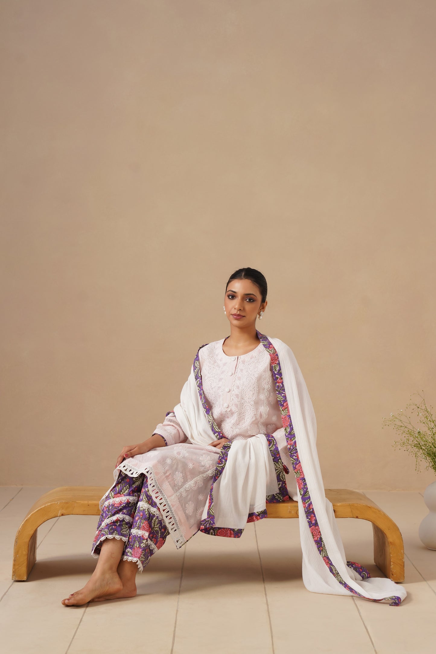 Lucknawi Suit with Printed Salwar