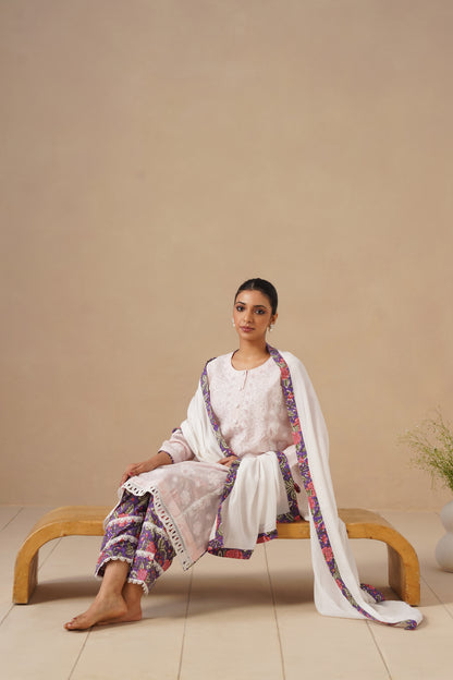 Lucknawi Suit with Printed Salwar