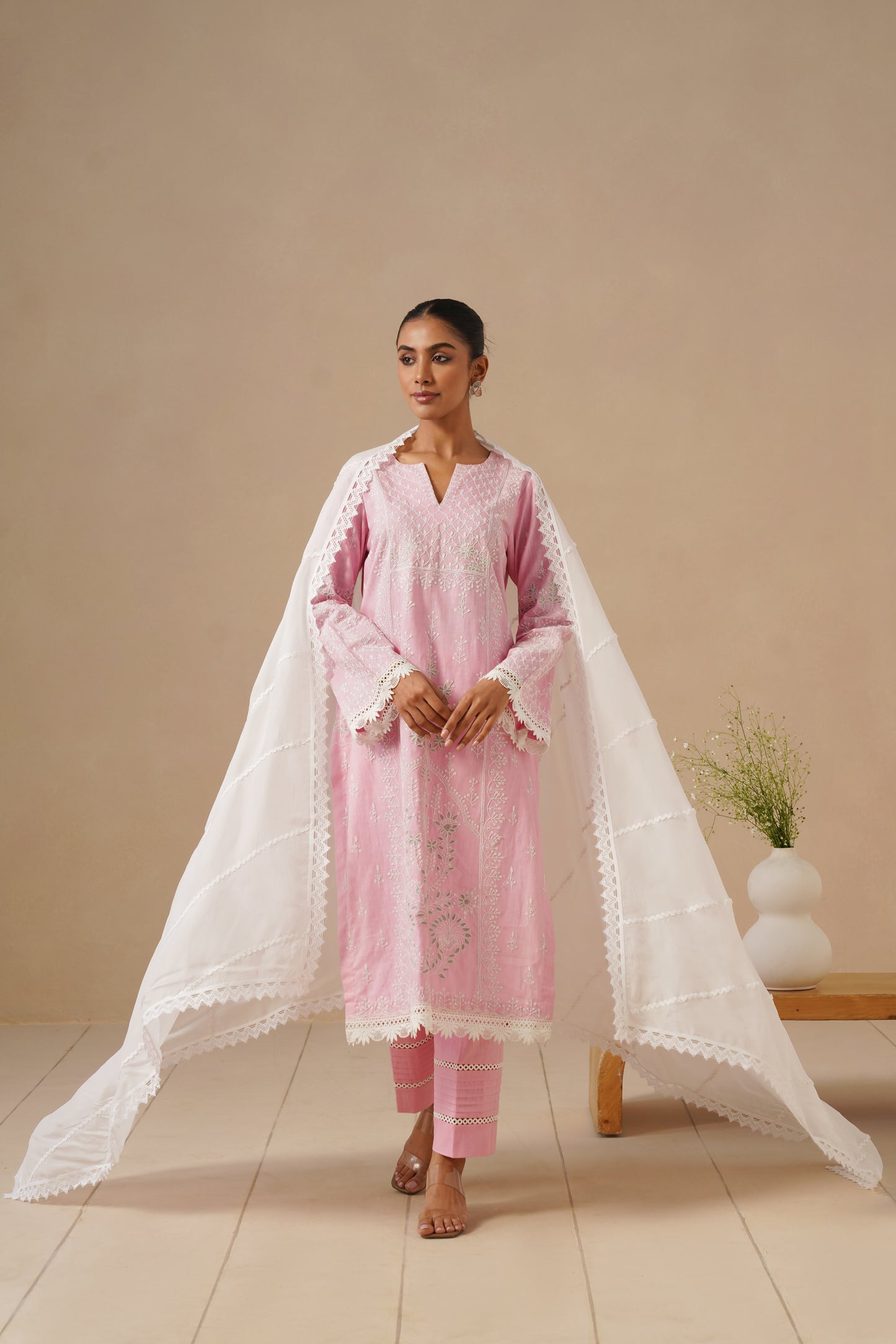 Linen with Lases and Dori Work