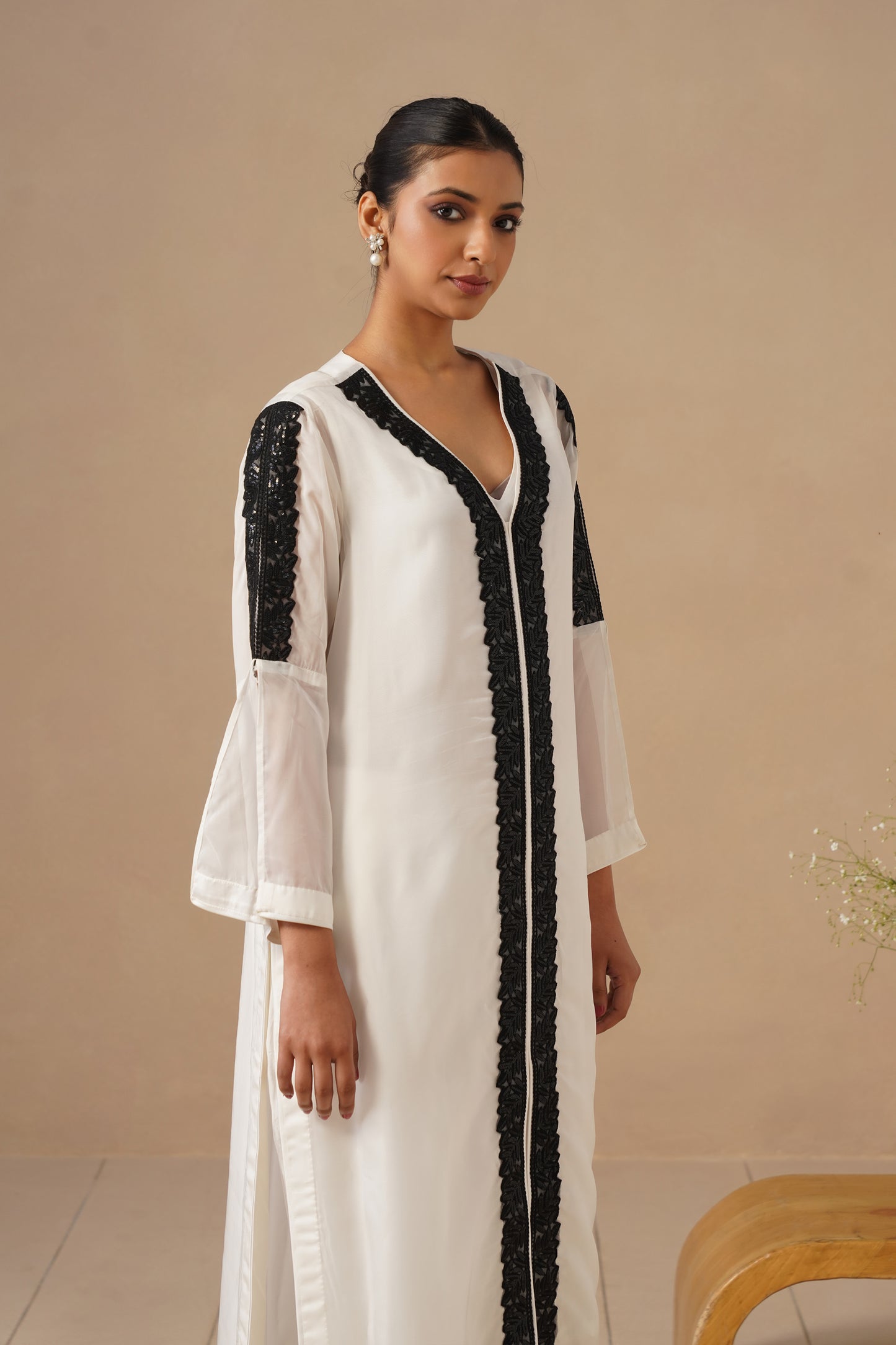 Organza Silk Fabric with Lases with Plazo