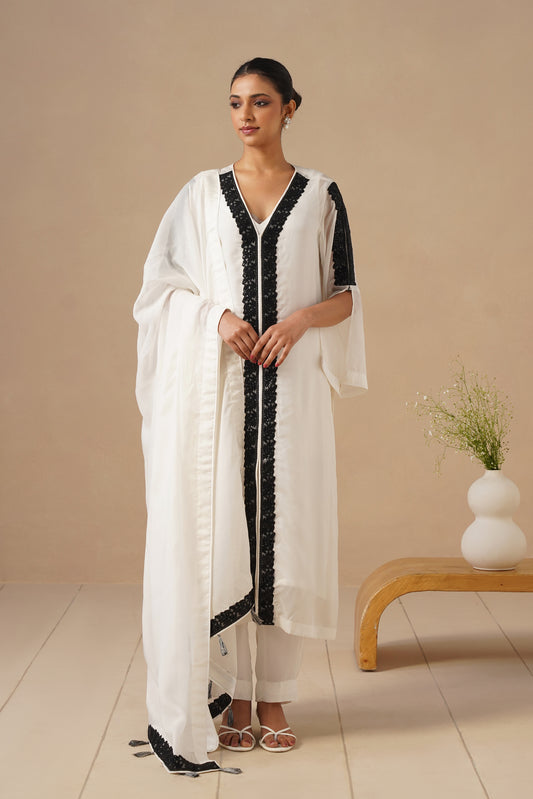 Organza Silk Fabric with Lases with Plazo