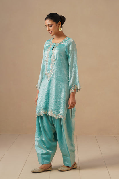 Glam Silk Fabric Exbroidered with Farshi Salwar