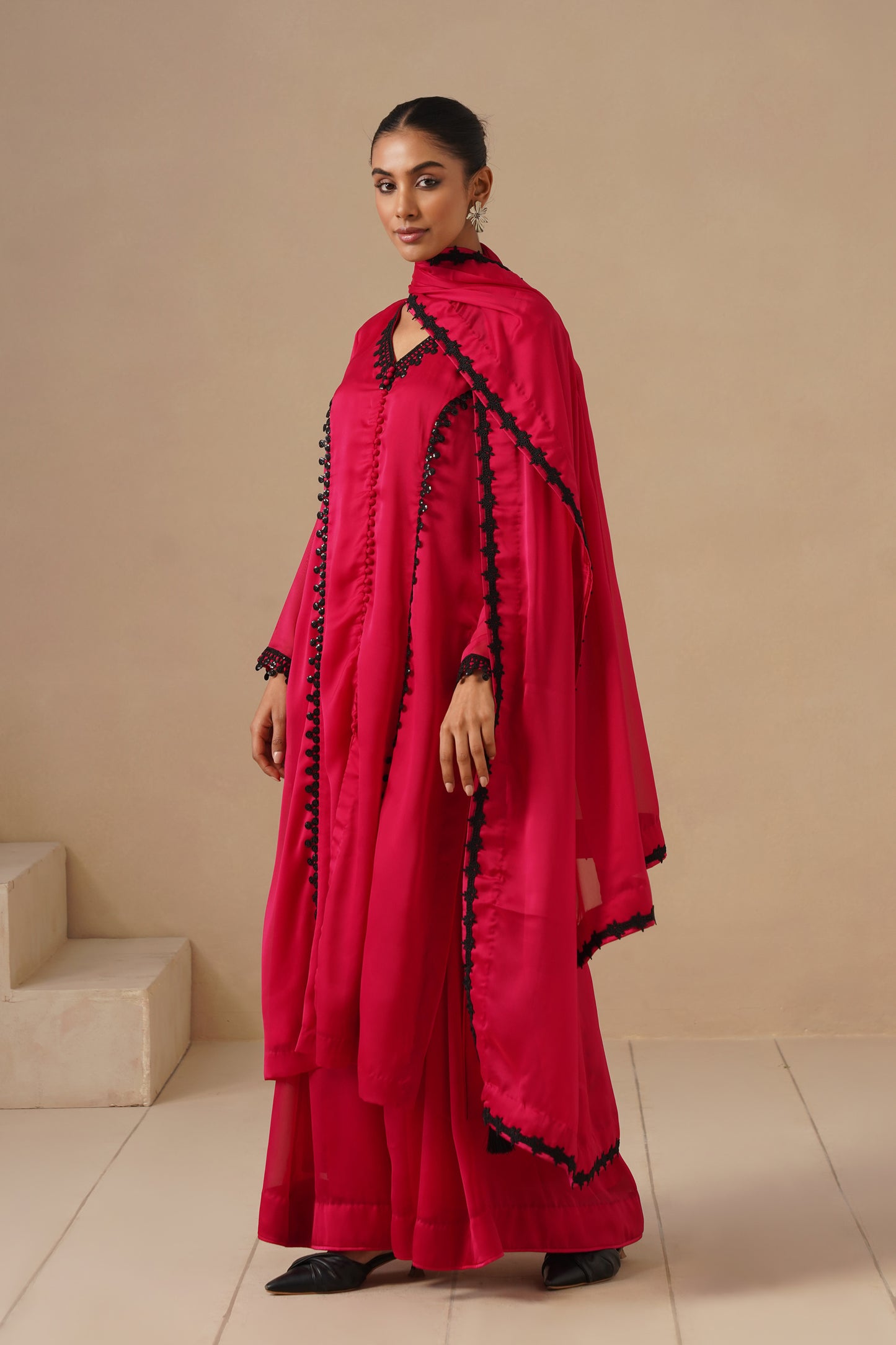 Organza Silk Fabric with Lases with Sharara