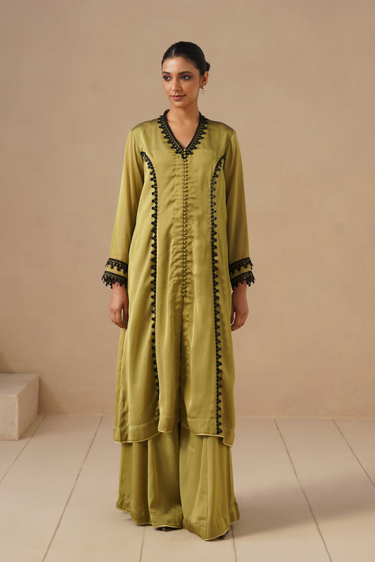 Organza Silk Fabric with Lases with Sharara