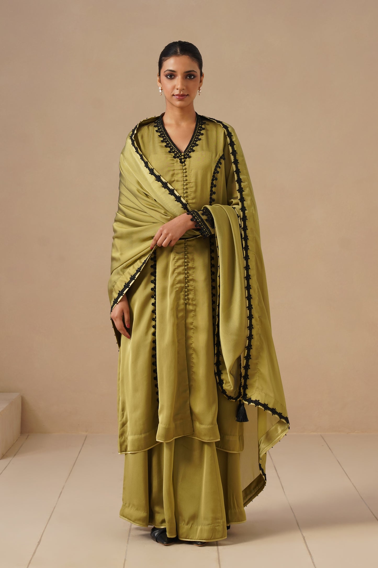Organza Silk Fabric with Lases with Sharara