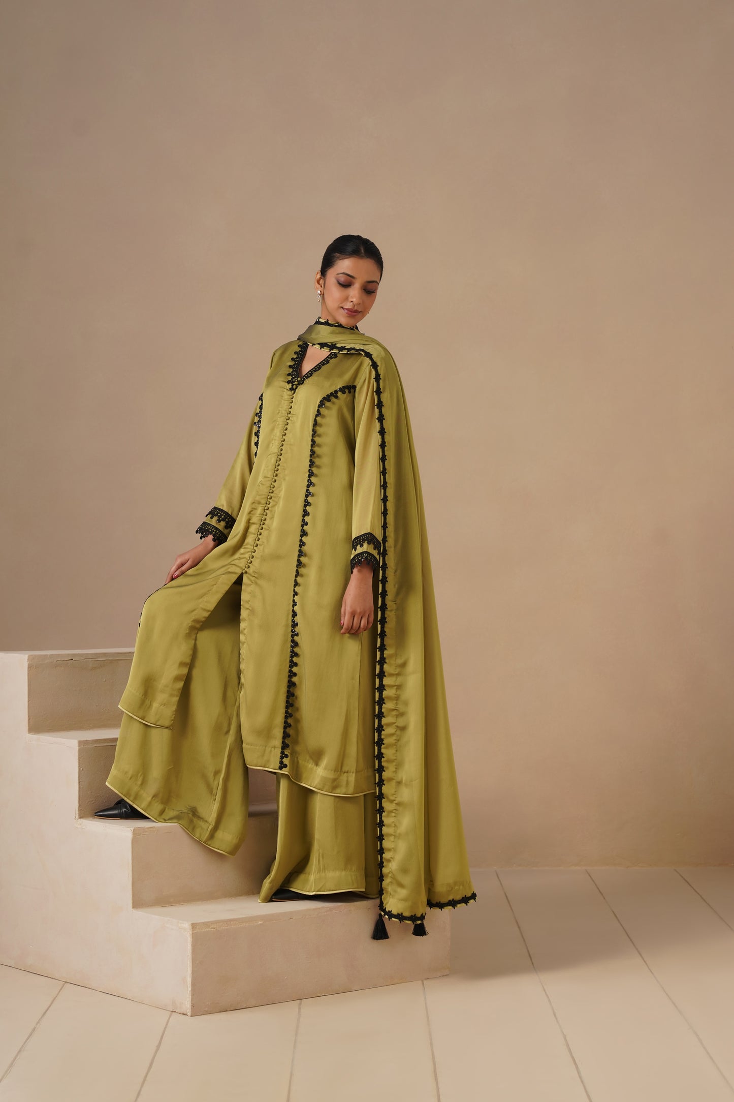Organza Silk Fabric with Lases with Sharara