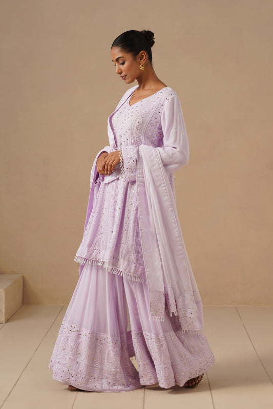 Lucknawi Short Anarkali With Sharara