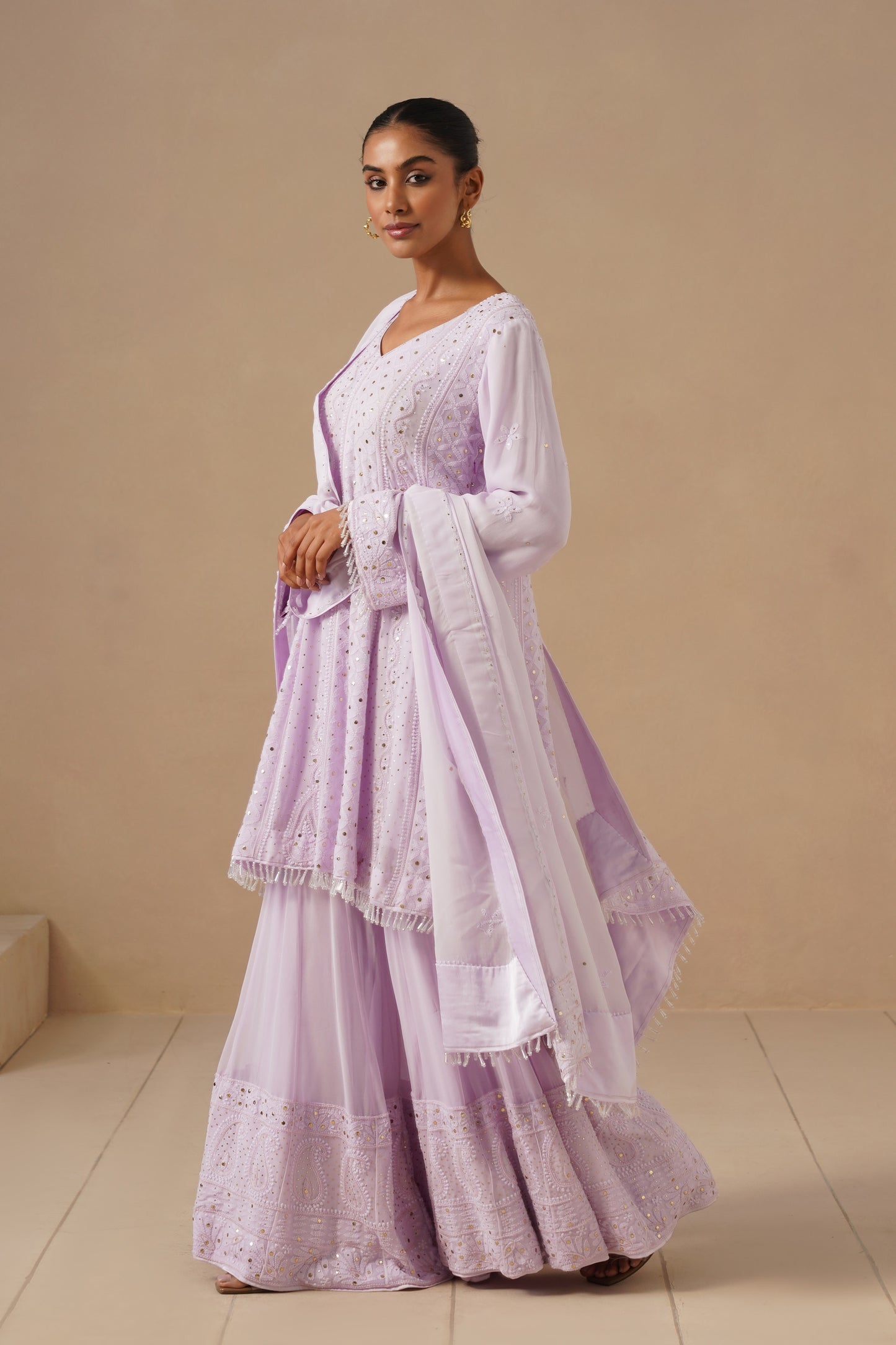 Lucknawi Short Anarkali With Sharara