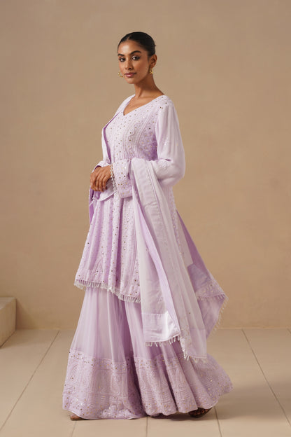 Lucknawi Short Anarkali With Sharara