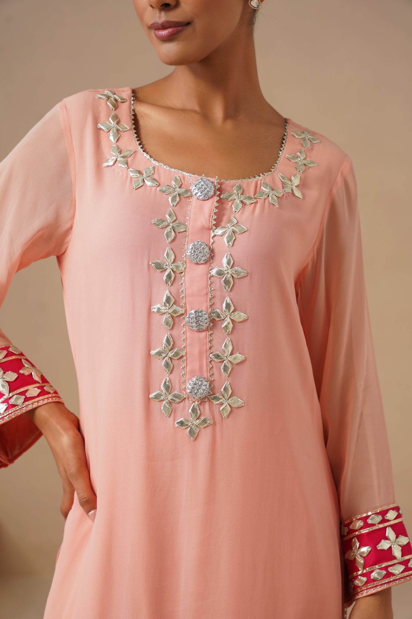 Georgette Sharara with Gota work (Potli Optional)