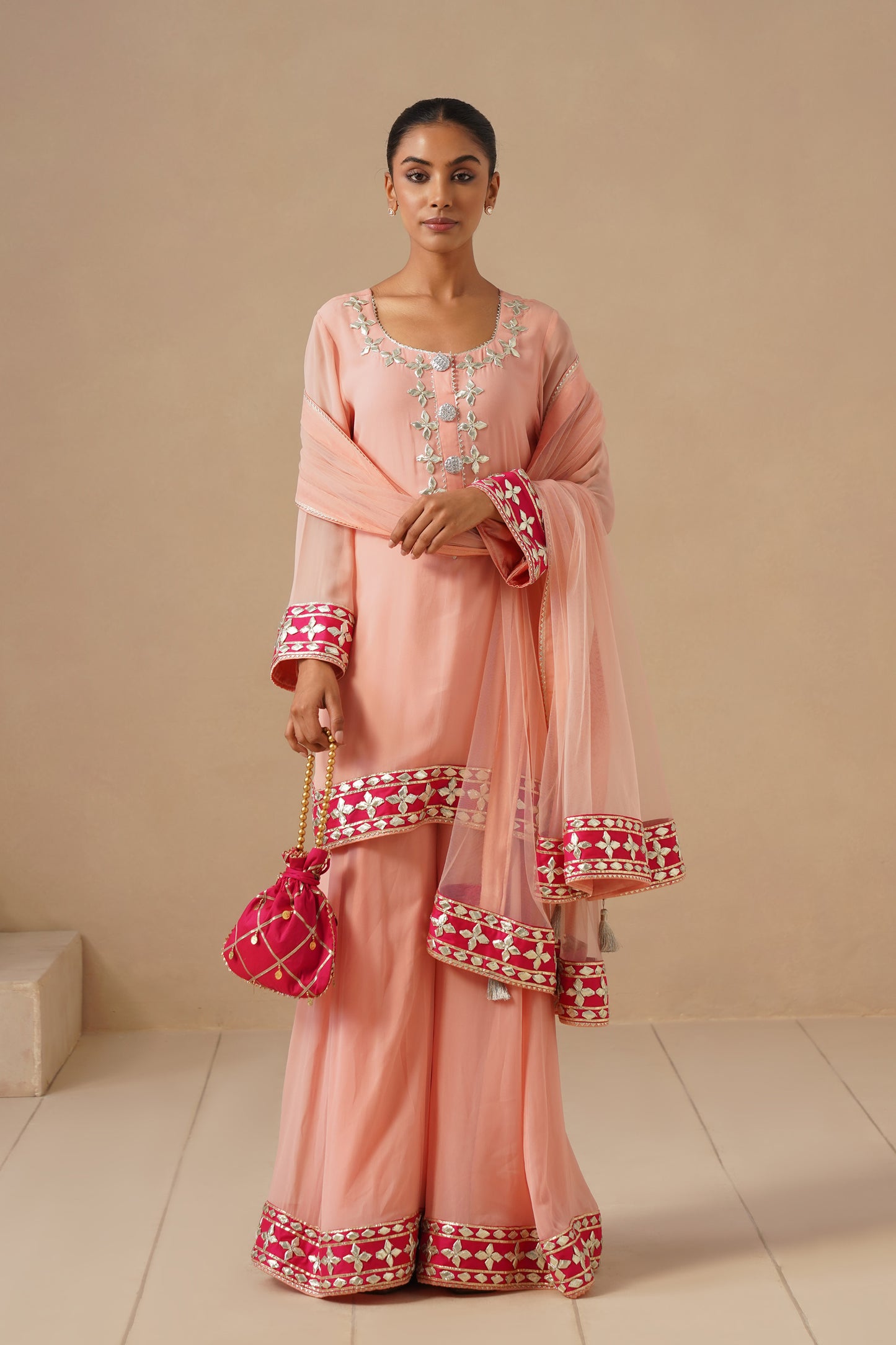 Georgette Sharara with Gota work (Potli Optional)