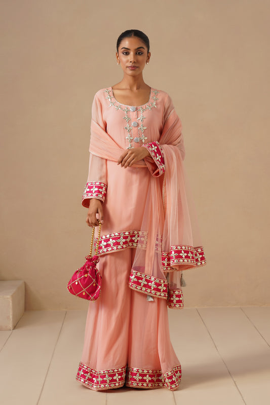 Georgette Sharara with Gota work (Potli Optional)