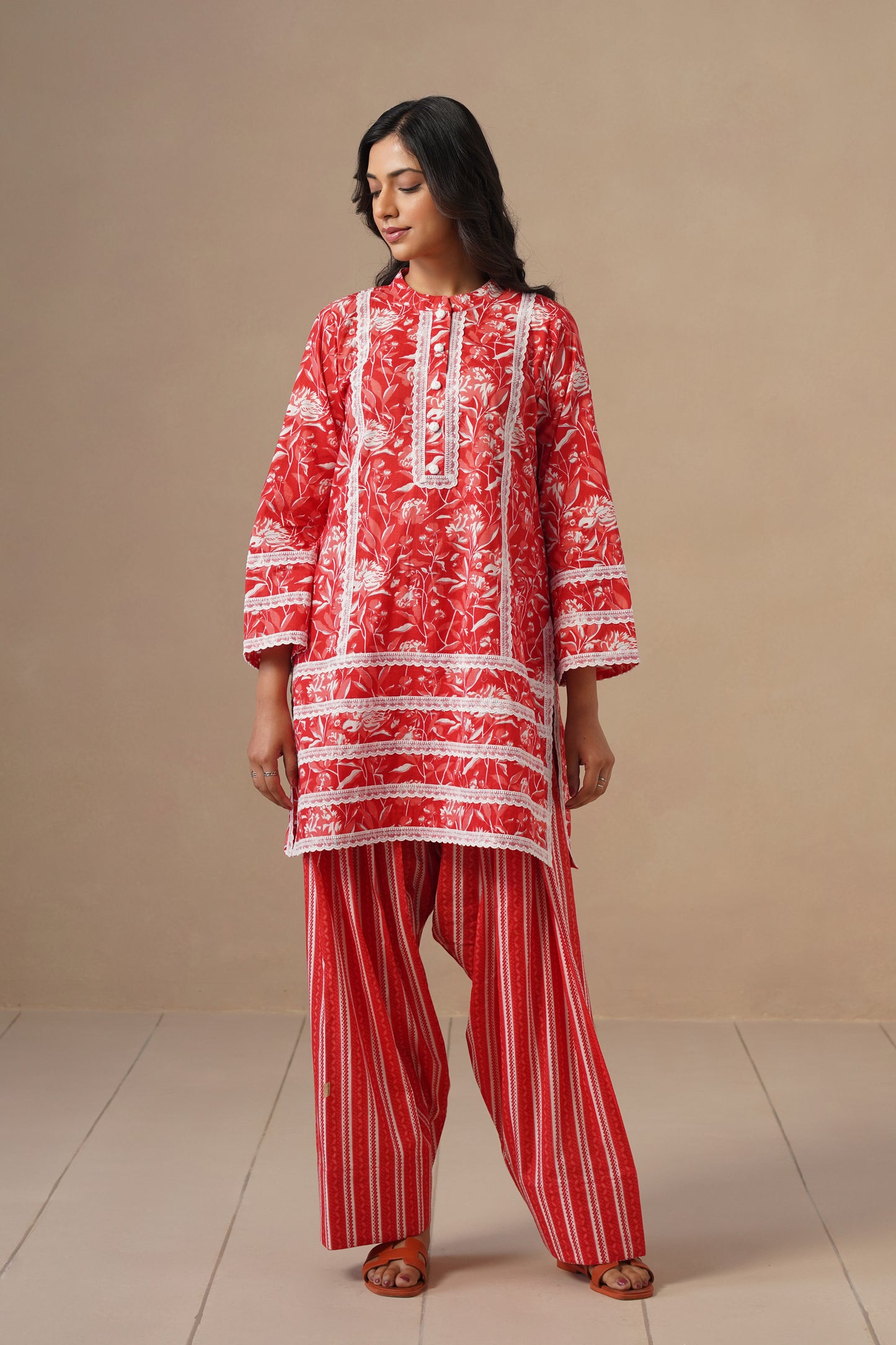 Cotton with Lases and Farshi Salwar
