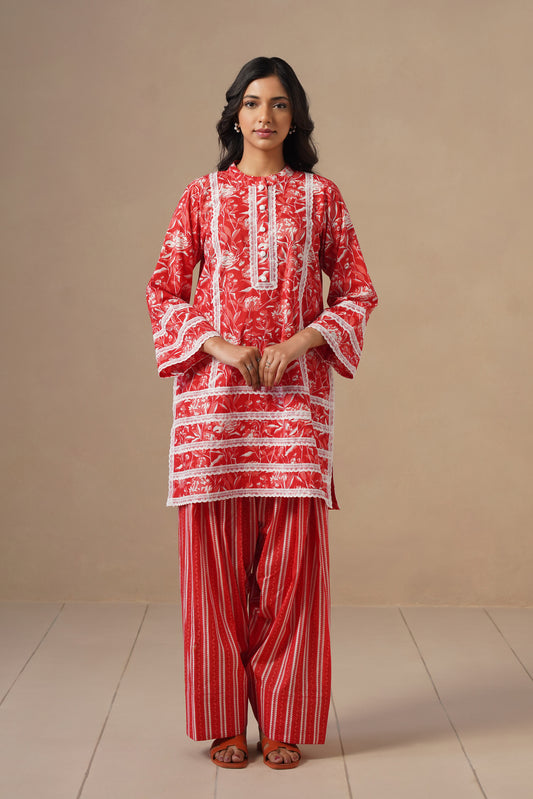 Cotton with Lases and Farshi Salwar