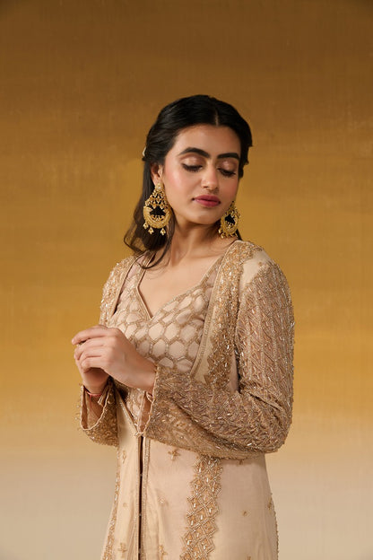 Net & Satin Fabric Embroidered
