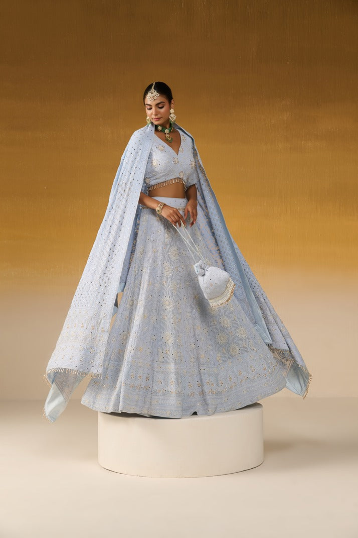 Chikankari Fabric Embroidered